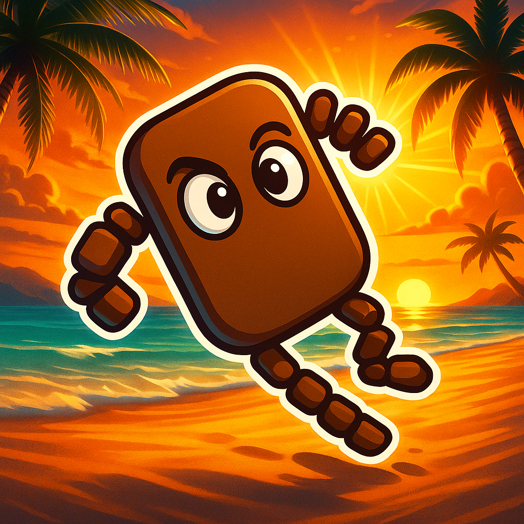 Clumsy Bean - Robot at sunset beach